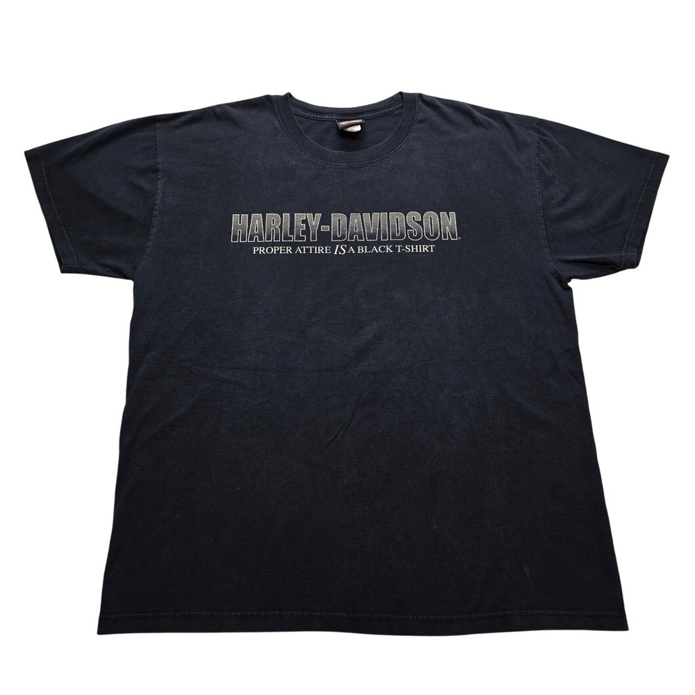 Harley Davidson Proper Attire Black T-Shirt Lentner Iowa Graphic Mens XL Biker - Picture 1 of 9